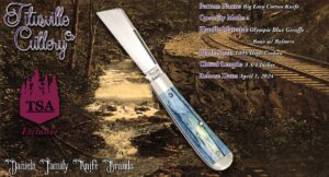 2024 Titusville Cutlery Big Easy Cotton Knife TSA Exclusive Olympic Blue Giraffe Bone with Bolsters